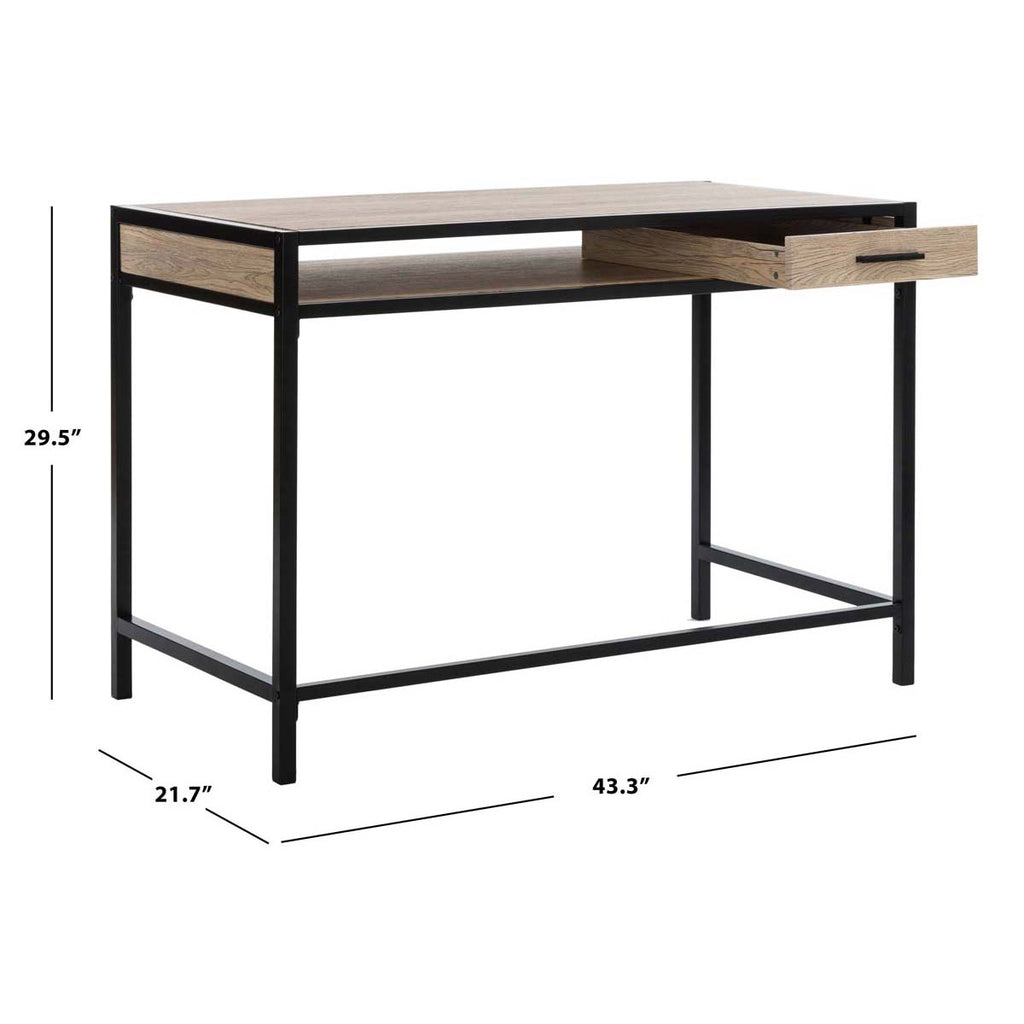 Safavieh Alan 1 Shelf Desk With Drawer - Rustic Brown/Black