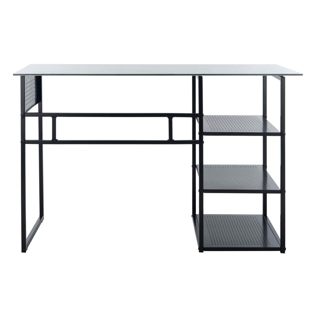 Safavieh Xyla 3 Shelf Glass Top Desk - White Marble Glass/Black