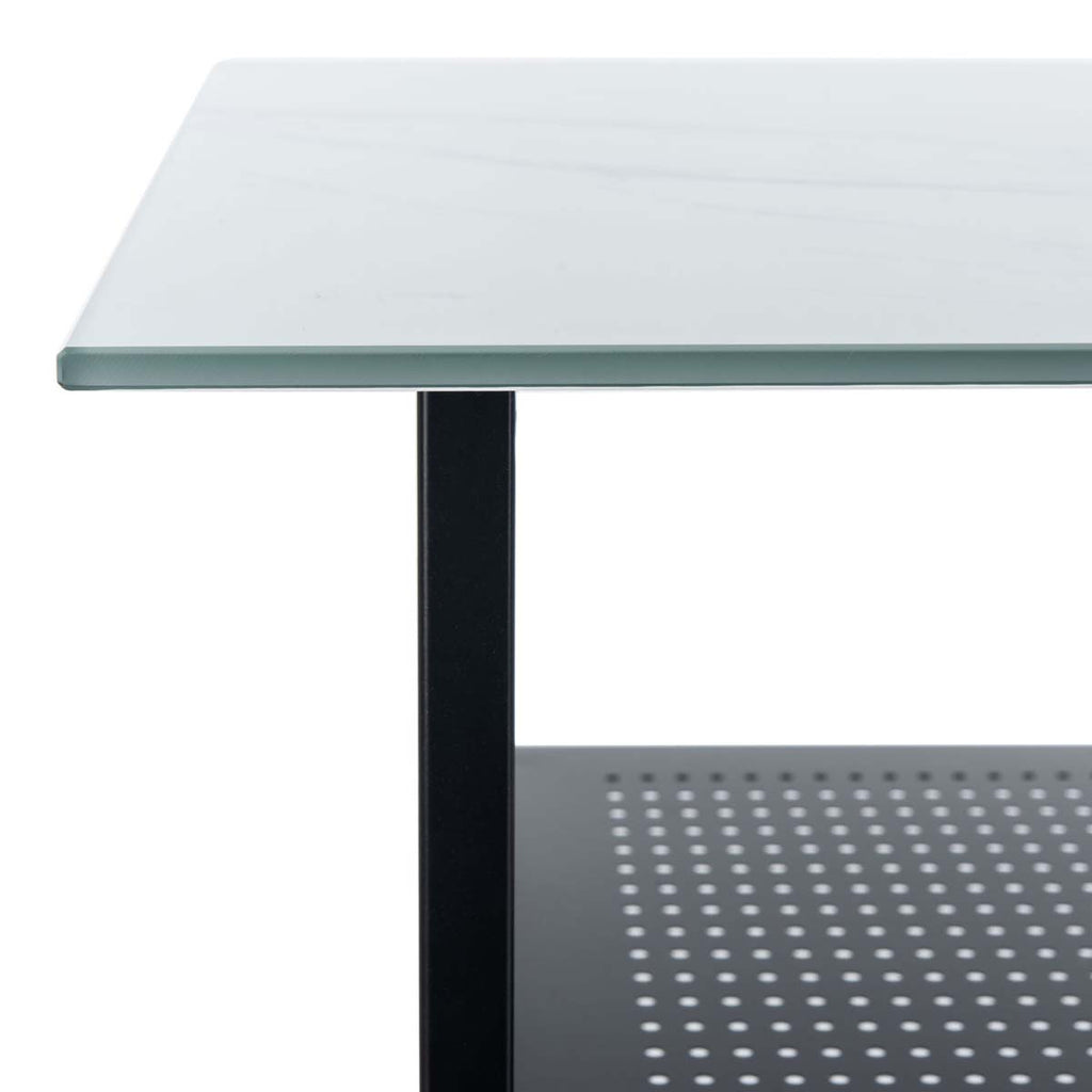 Safavieh Xyla 3 Shelf Glass Top Desk - White Marble Glass/Black