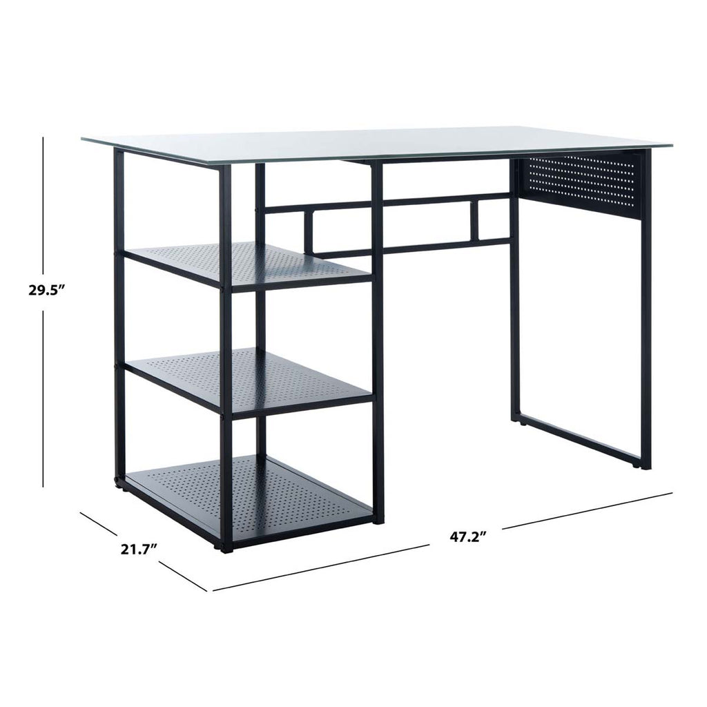 Safavieh Xyla 3 Shelf Glass Top Desk - White Marble Glass/Black