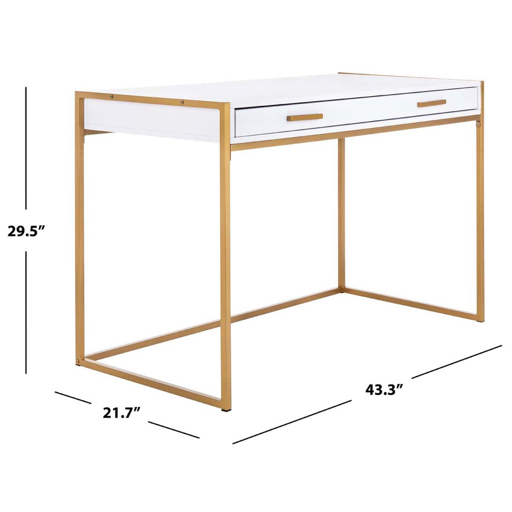 Safavieh Elodie 1 Drawer Desk - White/Gold