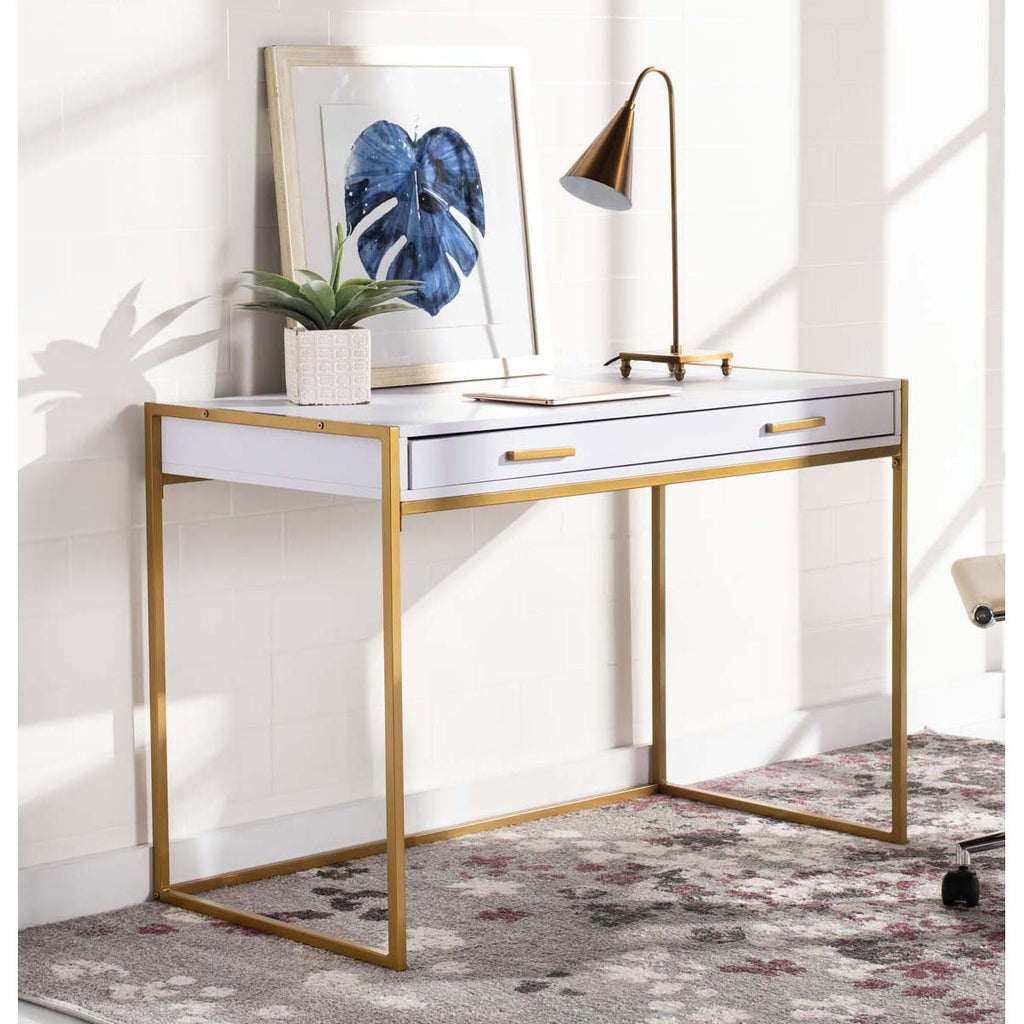 Safavieh Elodie 1 Drawer Desk - White/Gold