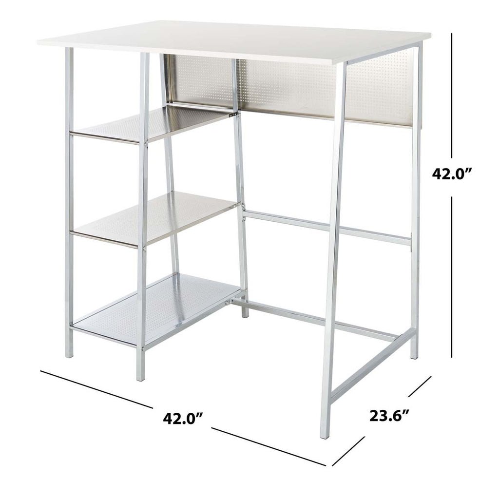 Safavieh Hayden 3 Shelf Standing Desk - White/Chrome