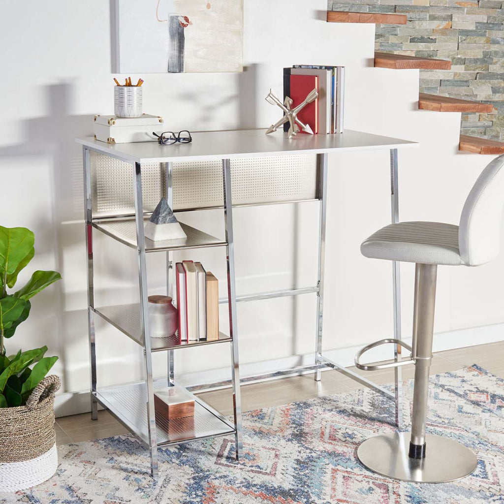 Safavieh Hayden 3 Shelf Standing Desk - White/Chrome