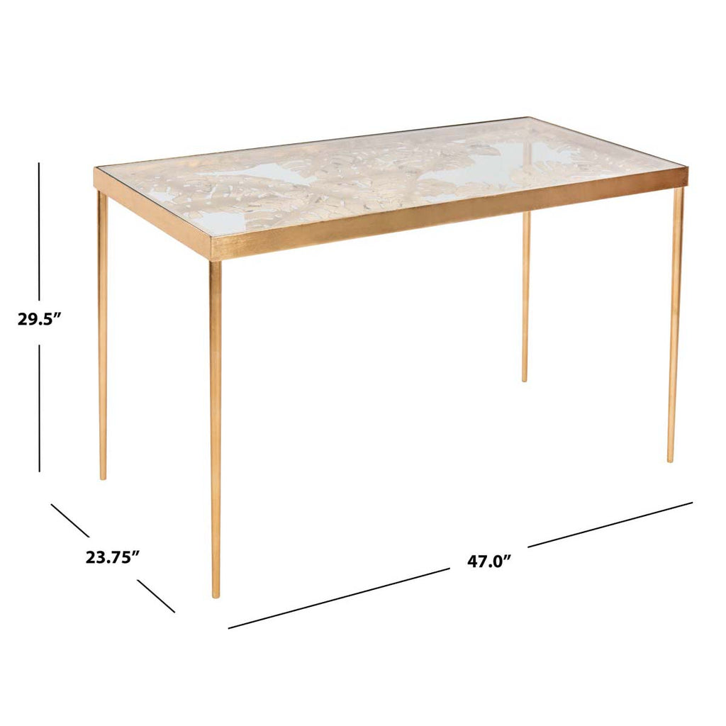 Safavieh Leilani Palm Leaf Desk - Gold Leaf/Glass