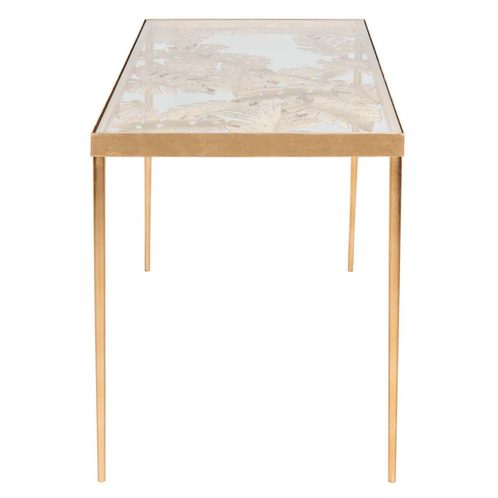 Safavieh Leilani Palm Leaf Desk - Gold Leaf/Glass