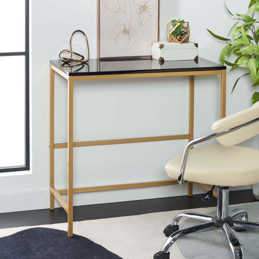 Safavieh Viv Glossy Wooden Desk - Black / Gold