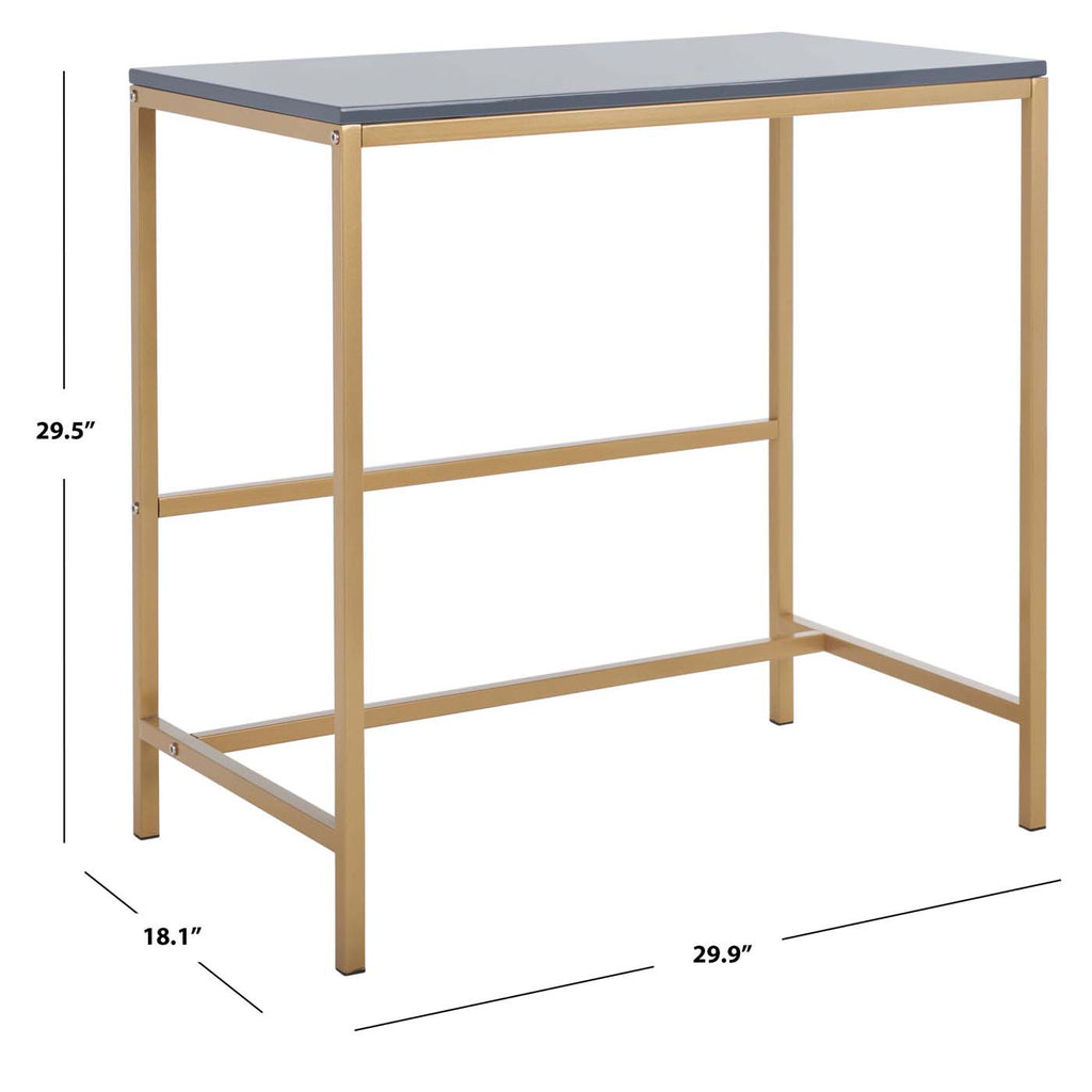 Safavieh Viv Glossy Wooden Desk - Light Grey / Gold