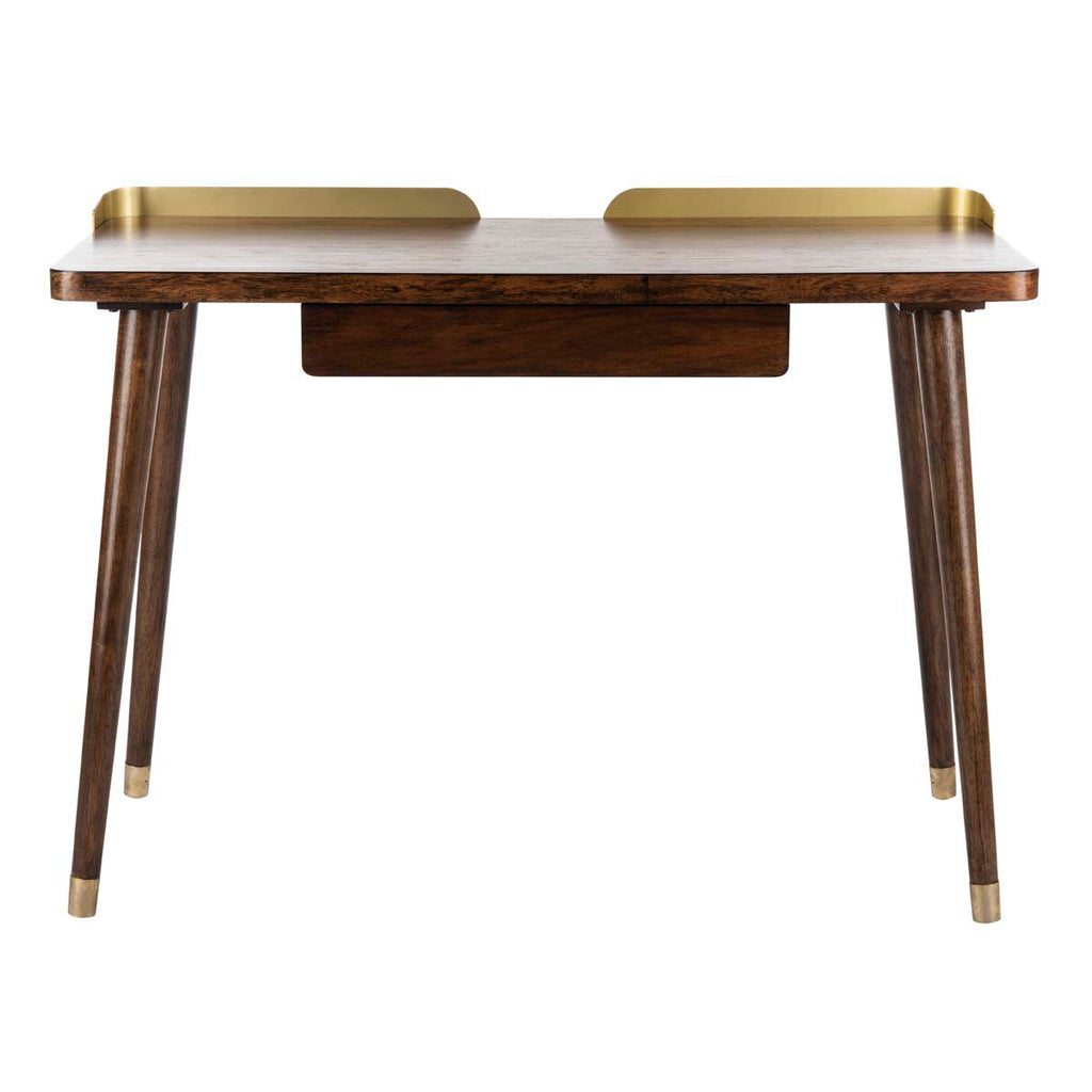 Safavieh Parker 1 Drawer Desk - Walnut/Gold