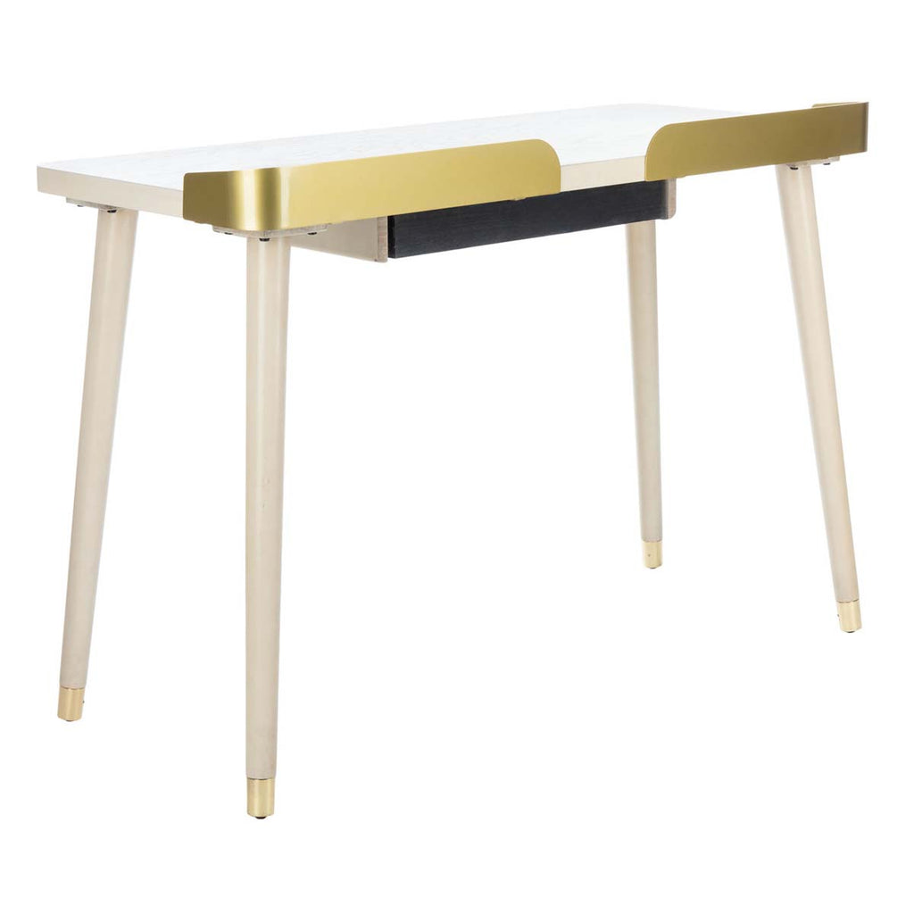 Safavieh Parker 1 Drawer Desk - White Washed/Gold