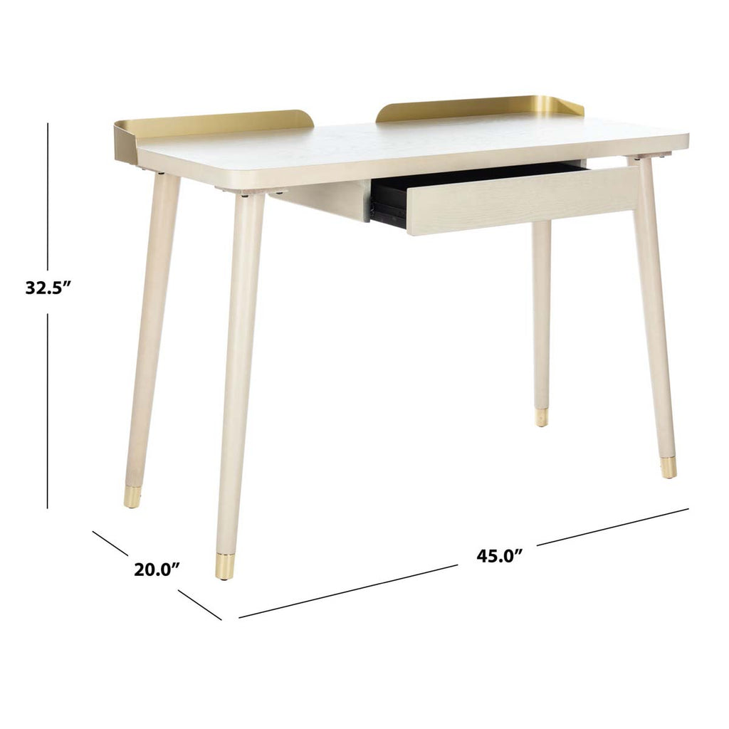 Safavieh Parker 1 Drawer Desk - White Washed/Gold