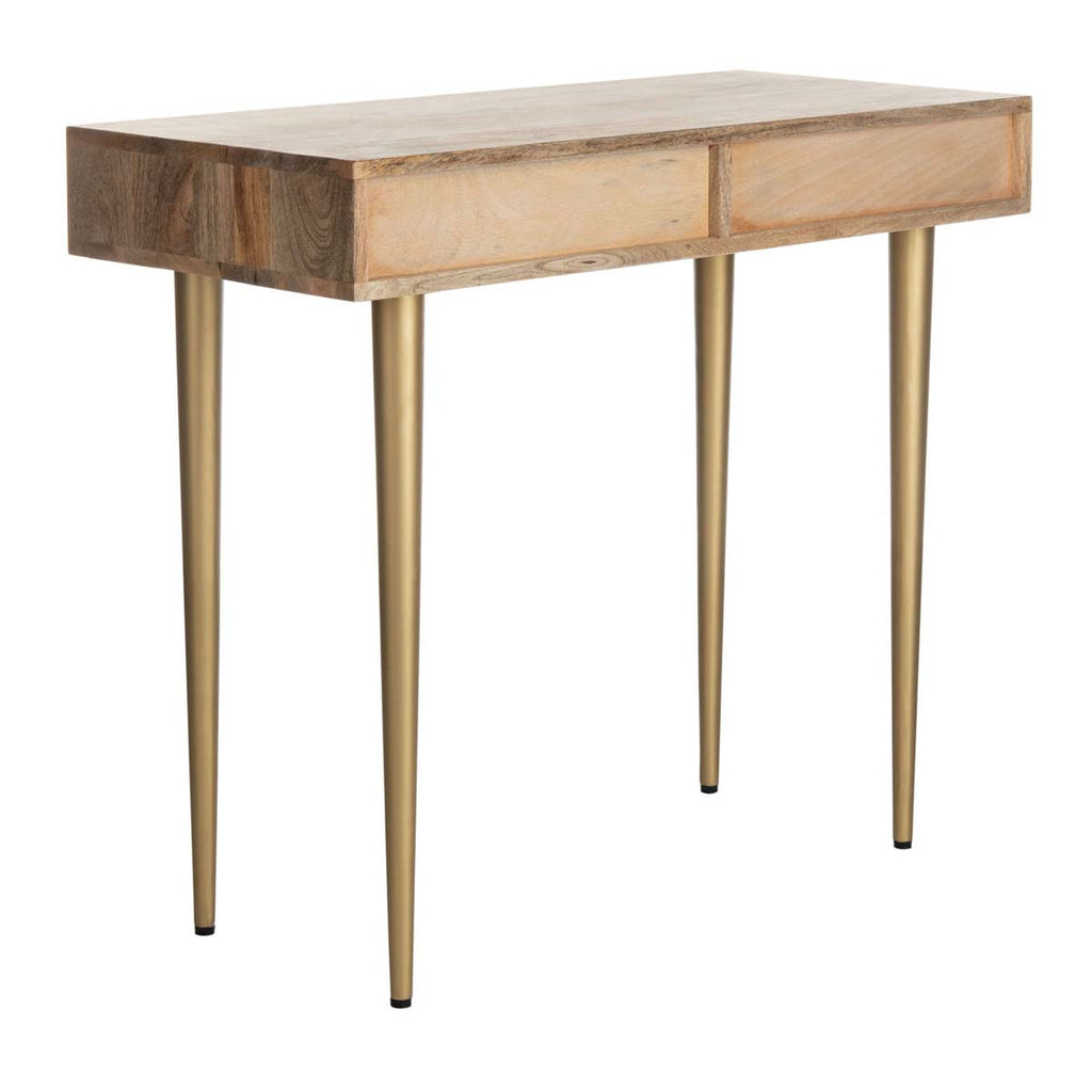 Safavieh Leni Desk - Natural/Grey Concrete/Brass Legs