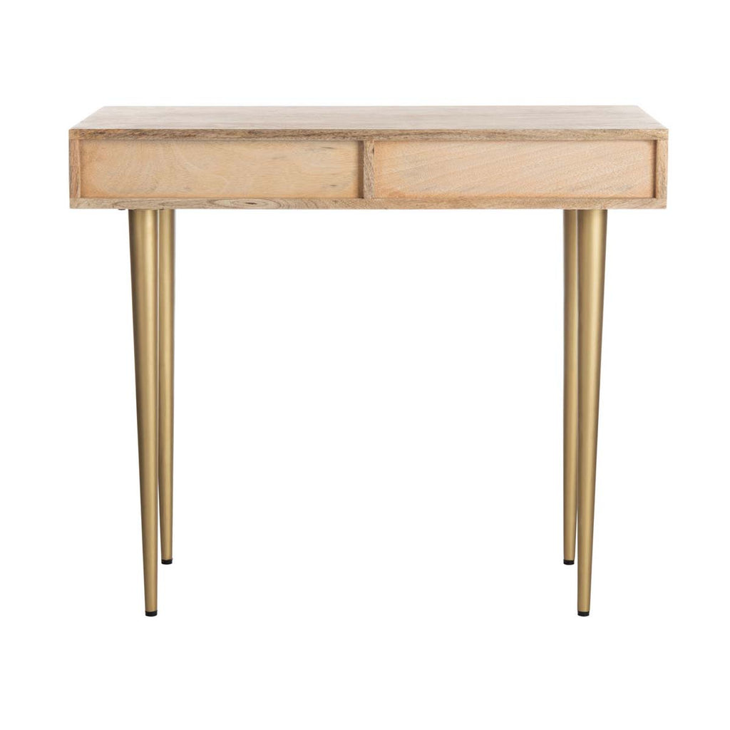 Safavieh Leni Desk - Natural/Grey Concrete/Brass Legs