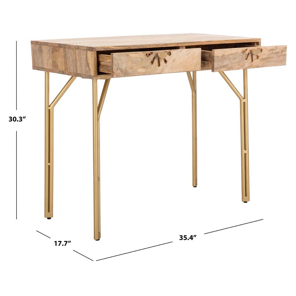 Safavieh Lily 2 Drawer Desk - Natural/Brass