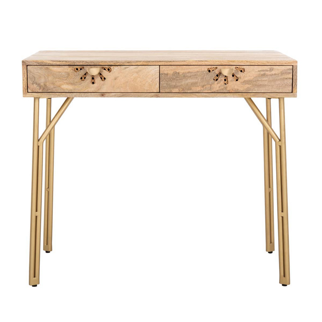 Safavieh Lily 2 Drawer Desk - Natural/Brass