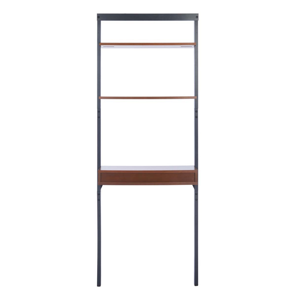 Safavieh Pamella 2 Shelf Leaning Desk-Honey Brown / Charcoal
