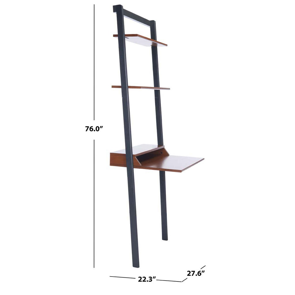 Safavieh Pamella 2 Shelf Leaning Desk-Honey Brown / Charcoal