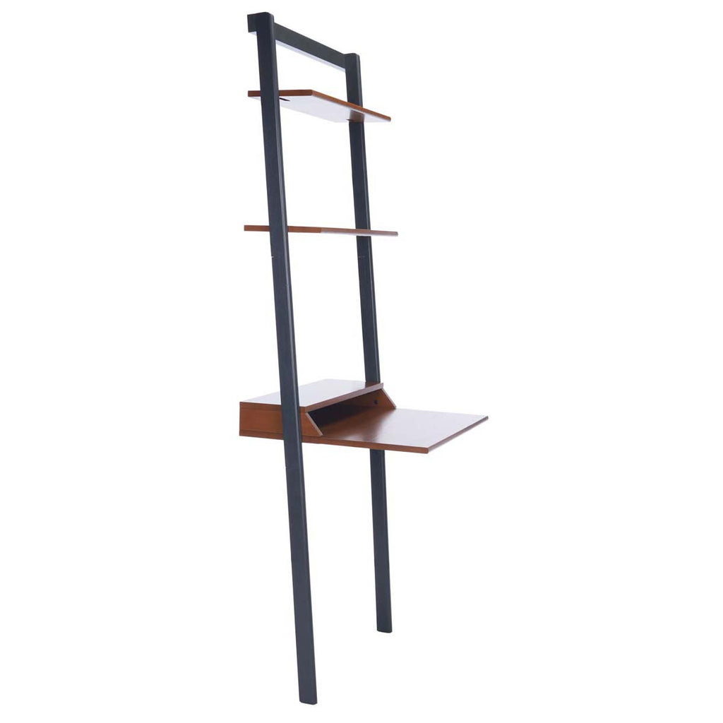 Safavieh Pamella 2 Shelf Leaning Desk-Honey Brown / Charcoal