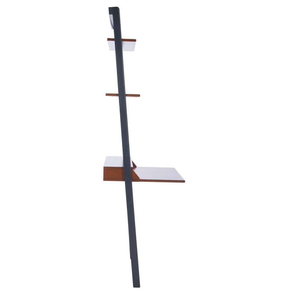 Safavieh Pamella 2 Shelf Leaning Desk-Honey Brown / Charcoal