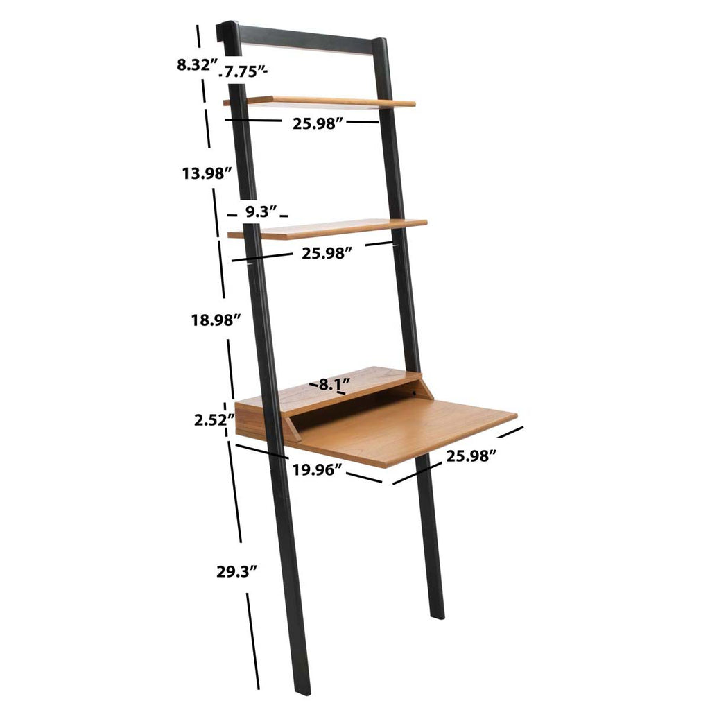 Safavieh Pamella 2 Shelf Leaning Desk - Natural / Charcoal