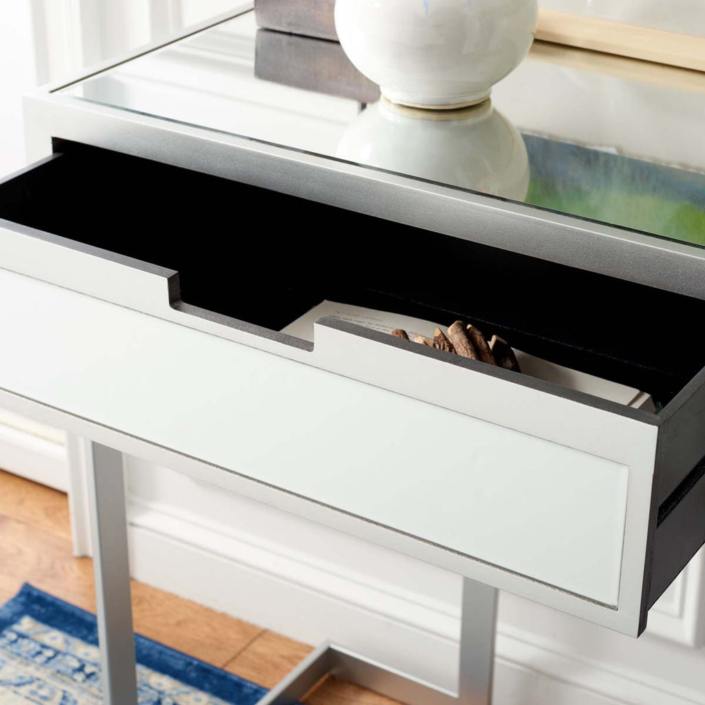 Safavieh Enzo 2 Drawer Mirrored Desk - Silver / Mirror