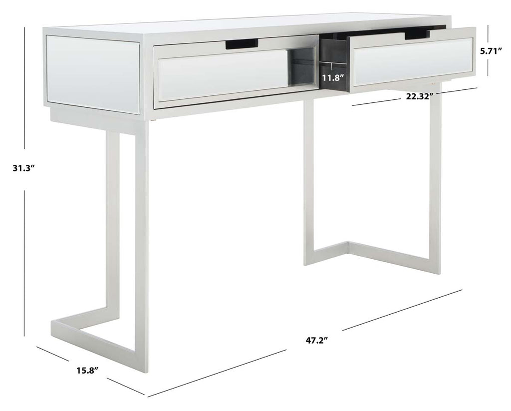 Safavieh Enzo 2 Drawer Mirrored Desk - Silver / Mirror