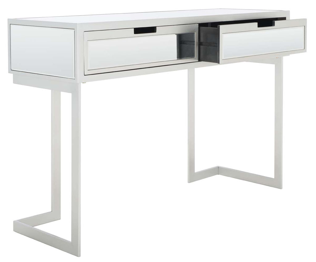 Safavieh Enzo 2 Drawer Mirrored Desk - Silver / Mirror