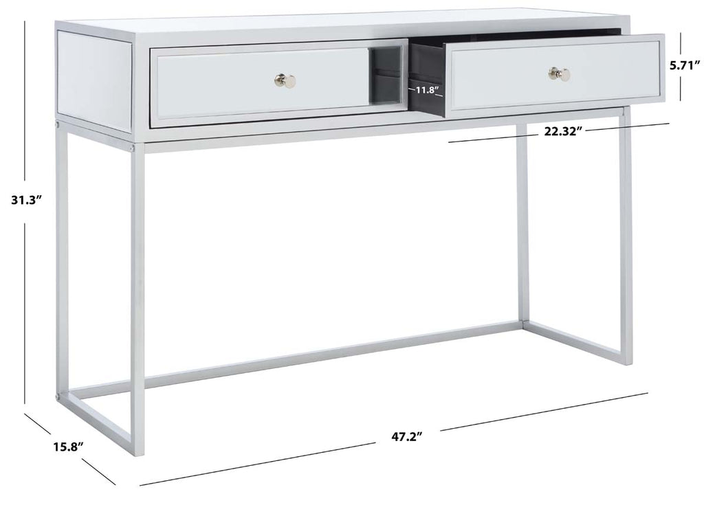 Safavieh Aster 2 Drawer Mirrored Desk - Silver / Mirror