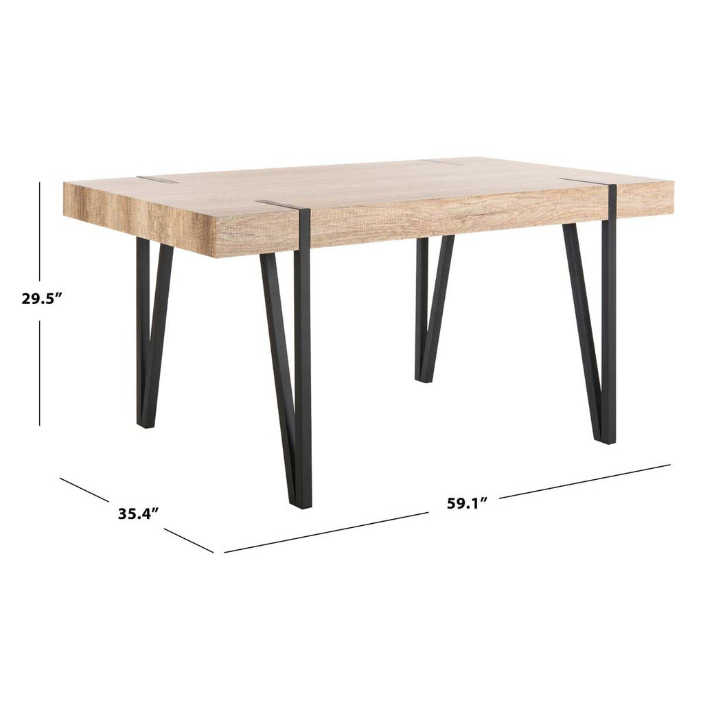 Safavieh Alyssa Rustic Midcentury Wood Top Dining Table - Multi/Brown/Black Metal Legs