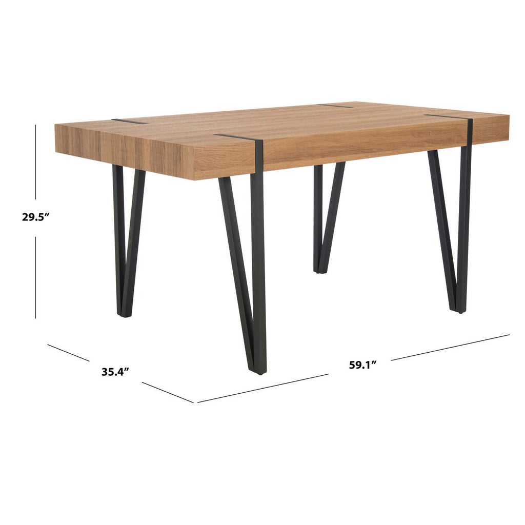 Safavieh Alyssa Dining Table - Natural Brown / Black Legs