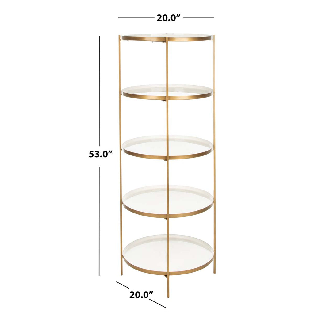 Safavieh Tia Round 5 Tier Etagere - White/Brass