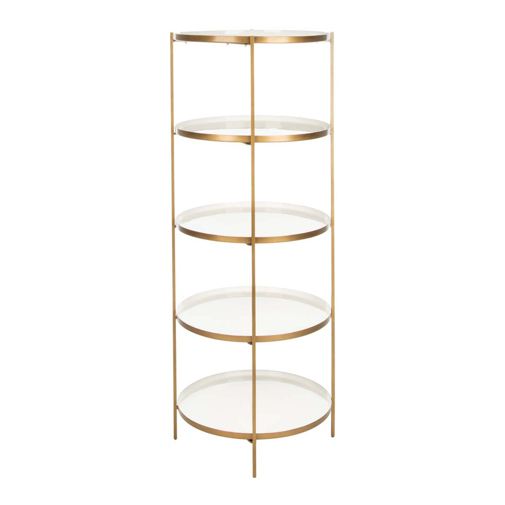 Safavieh Tia Round 5 Tier Etagere - White/Brass