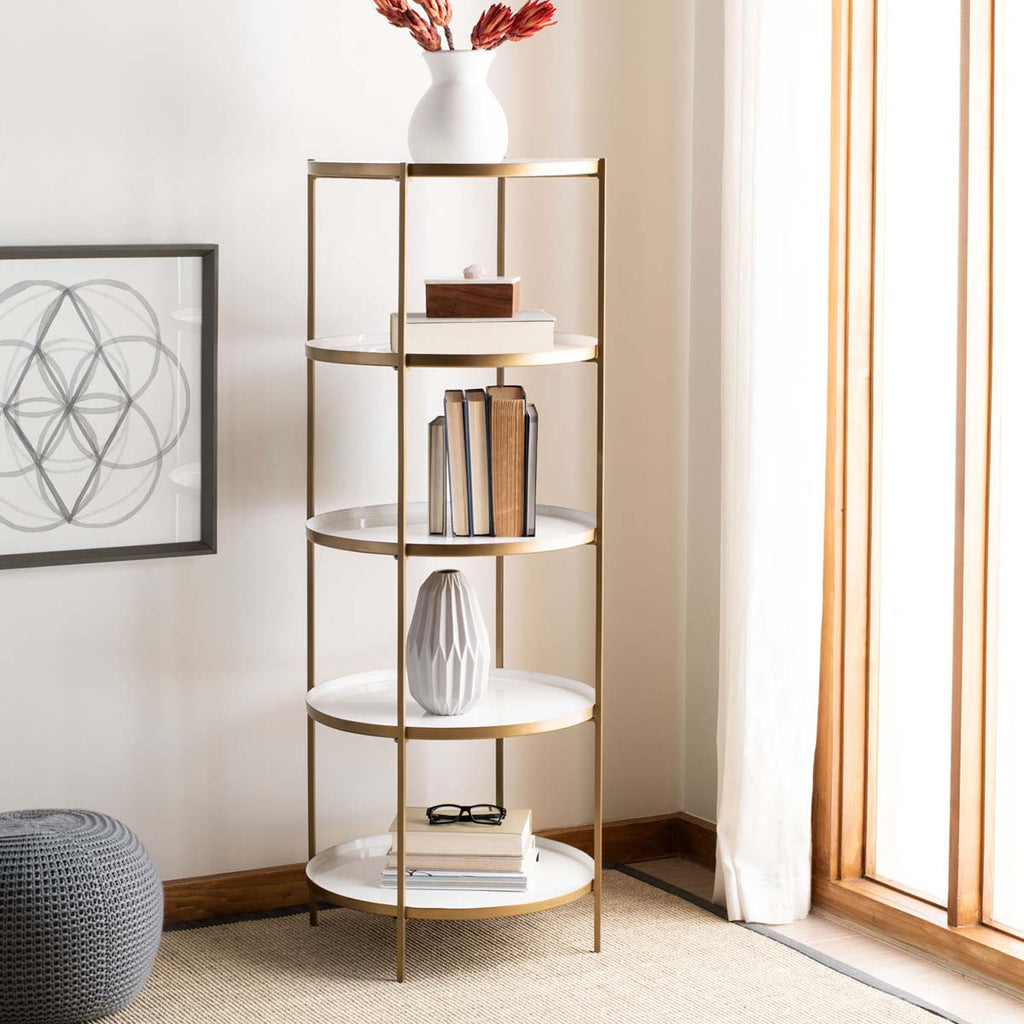 Safavieh Tia Round 5 Tier Etagere - White/Brass