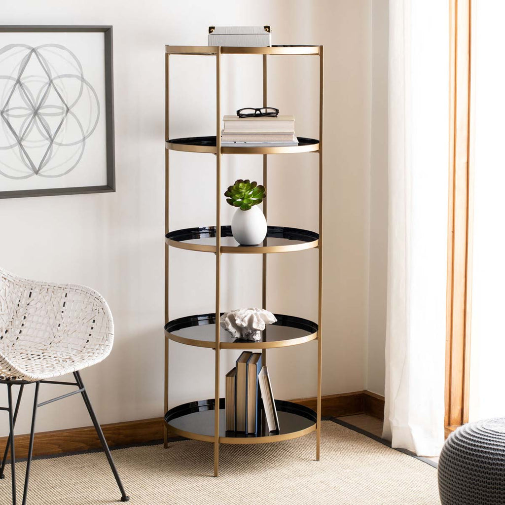 Safavieh Tia Round 5 Tier Etagere - Black/Brass