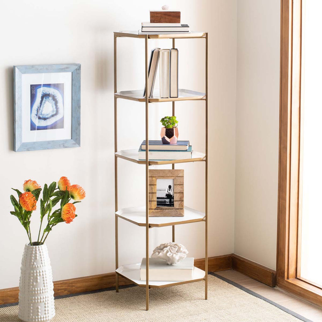 Safavieh Sylvie 5 Tier Etagere - White/Brass