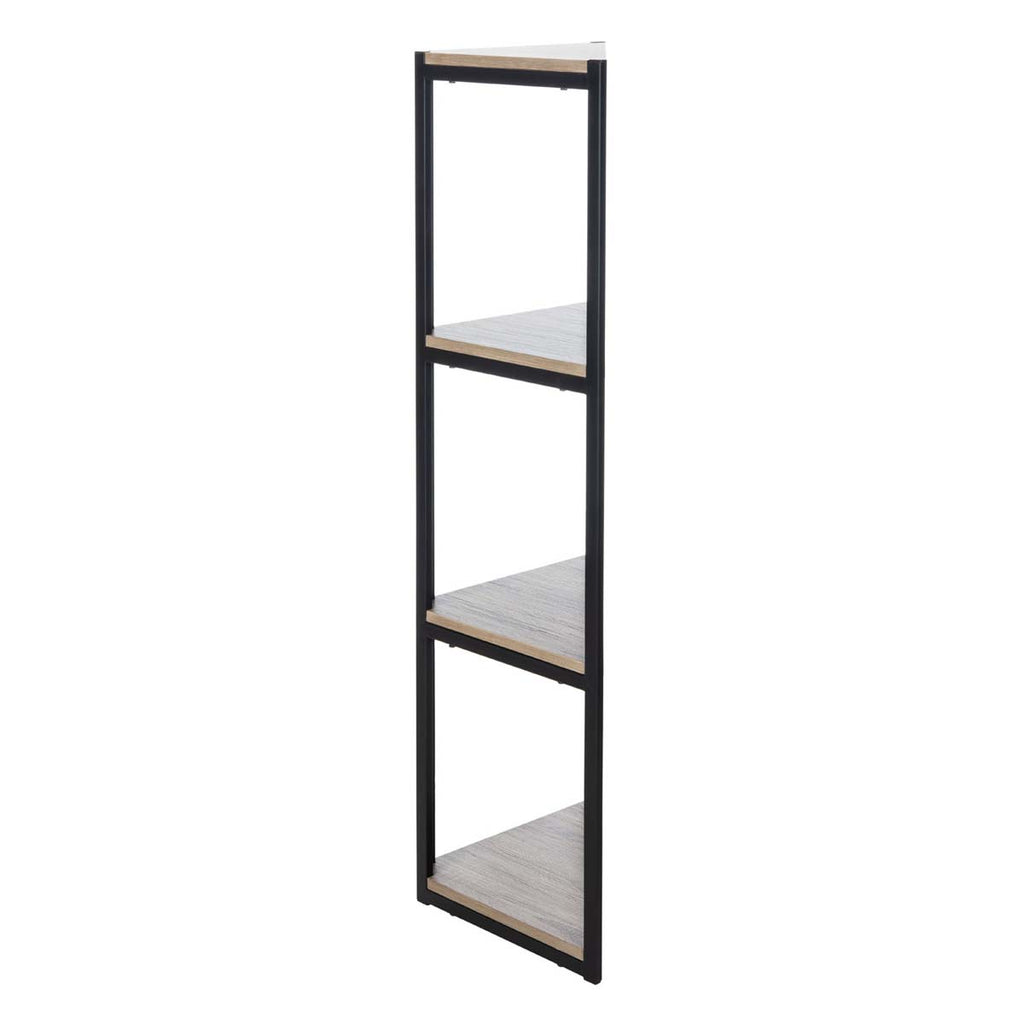 Safavieh Logan 4 Tier Corner Bookshelf - Light Grey Oak/Black