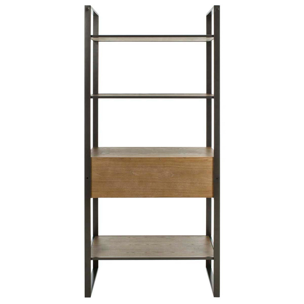 Safavieh Skylar 4 Tier 1 Drawer Etagere - Gun Metal/Rustic Oak