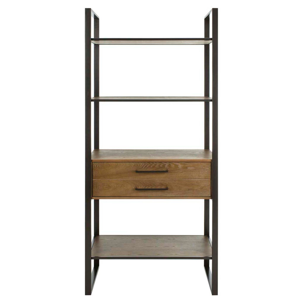 Safavieh Skylar 4 Tier 1 Drawer Etagere - Gun Metal/Rustic Oak