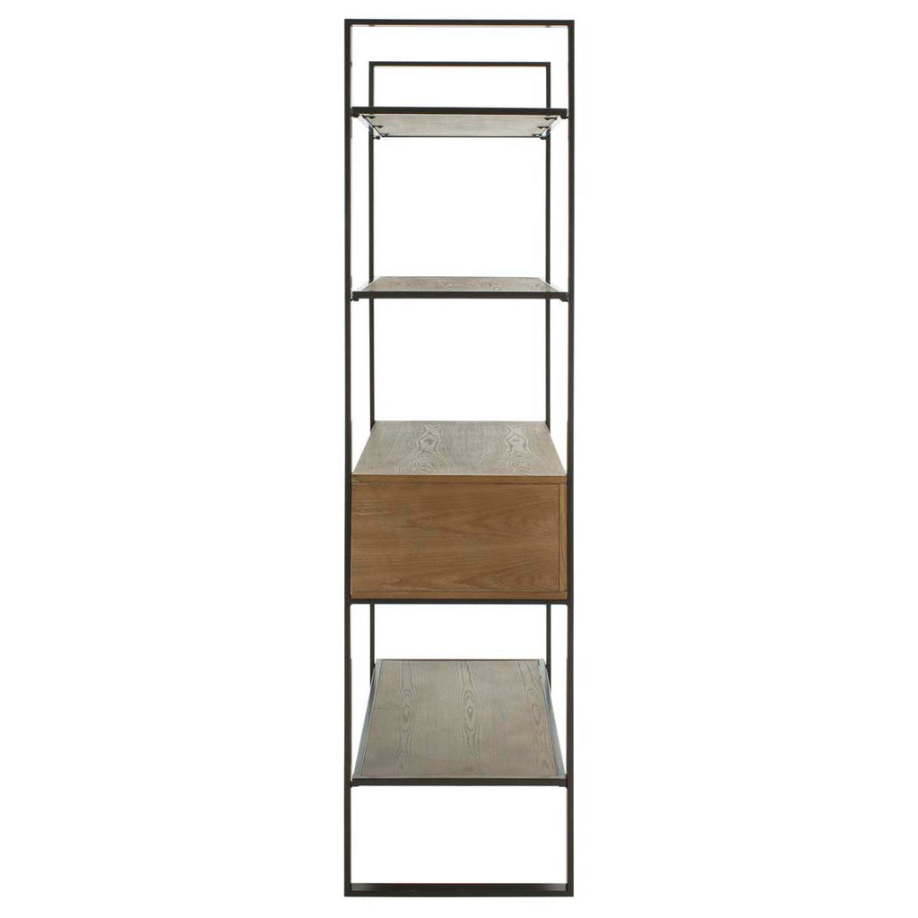 Safavieh Skylar 4 Tier 1 Drawer Etagere - Gun Metal/Rustic Oak