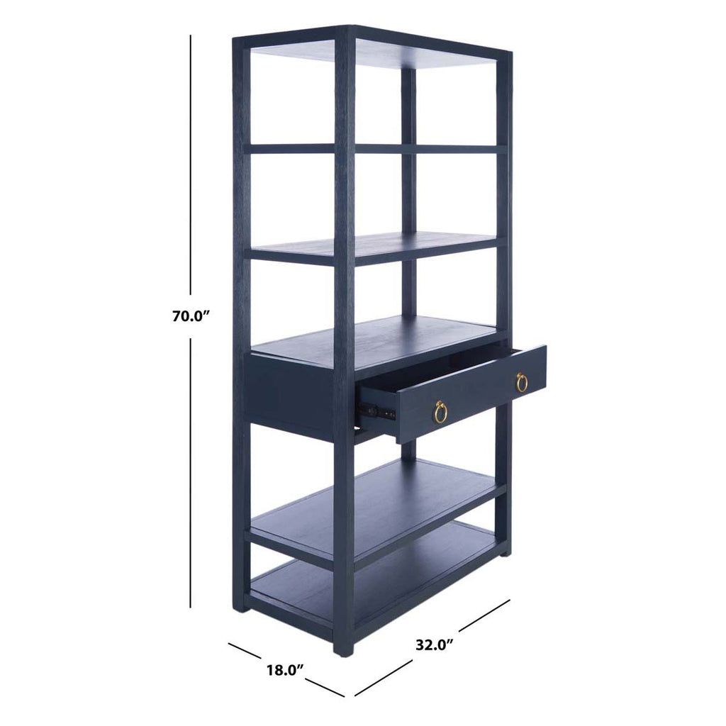 Safavieh Johni 1 Drawer 5 Shelf Etagere-Navy