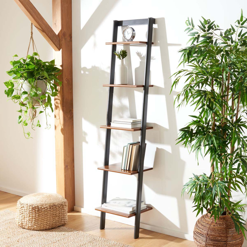 Safavieh Allaire 5 Tier Leaning Etagere-Honey Brown / Charcoal