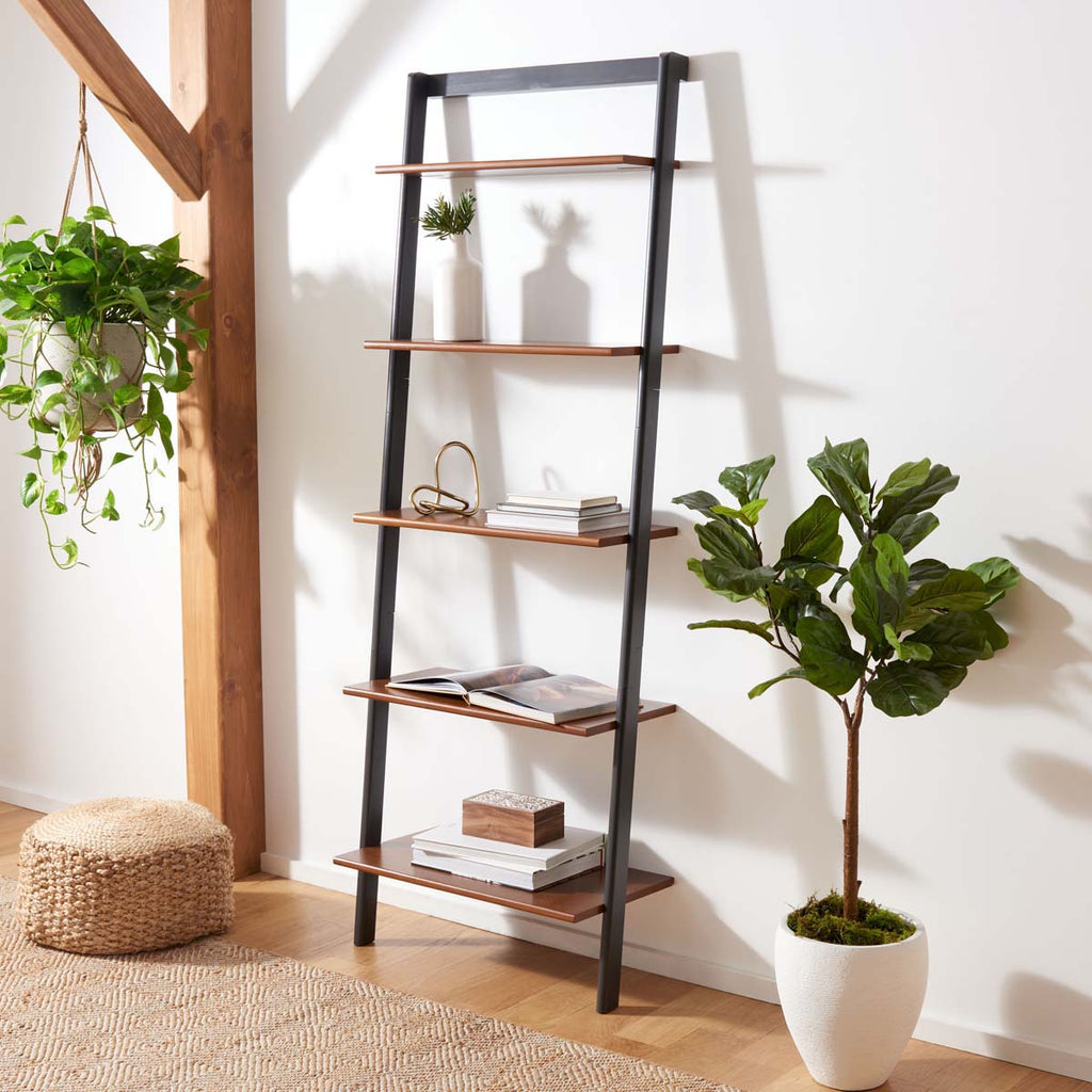 Safavieh Cullyn 5 Tier Leaning Etagere-Honey Brown / Charcoal