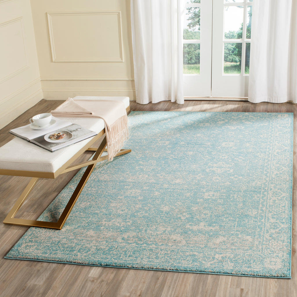 Safavieh Evoke Rug Collection EVK270D - Light Blue / Ivory