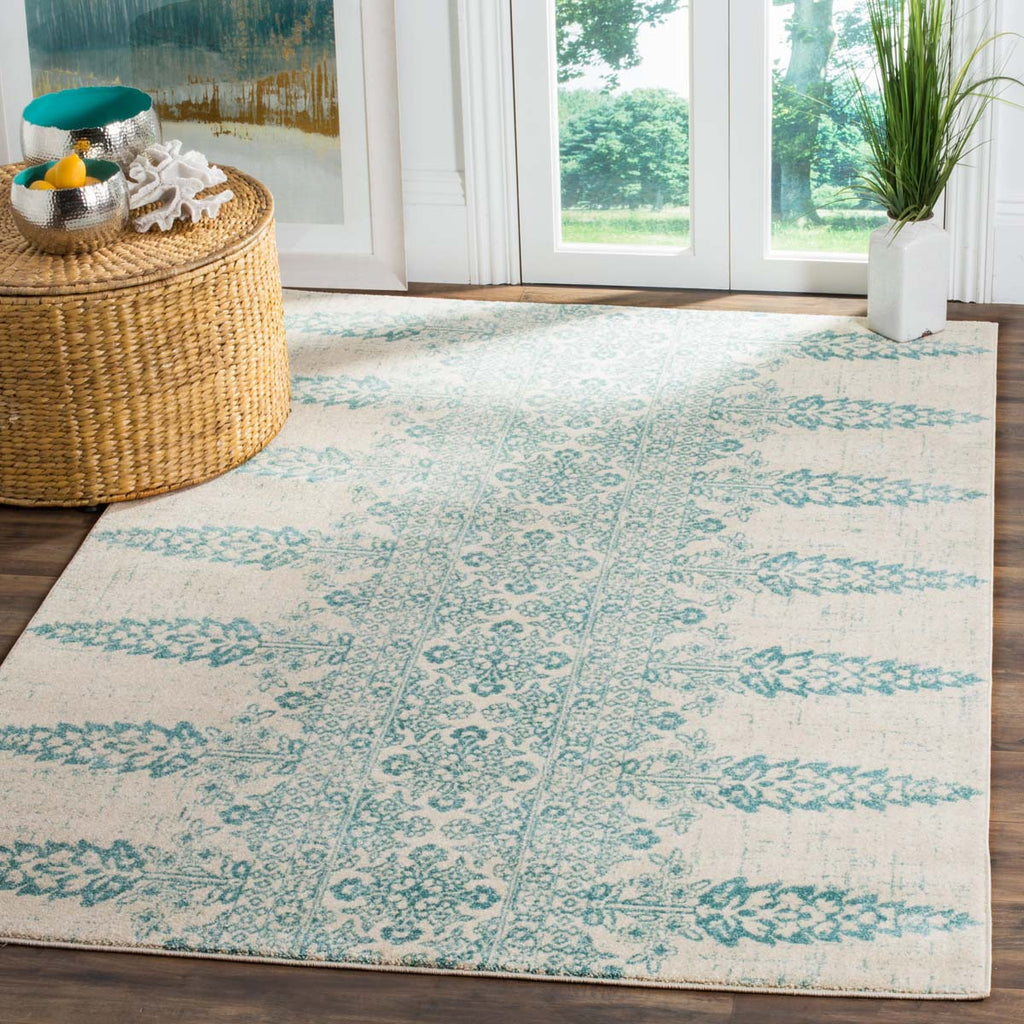 Safavieh Evoke Rug Collection EVK521F - Ivory / Teal