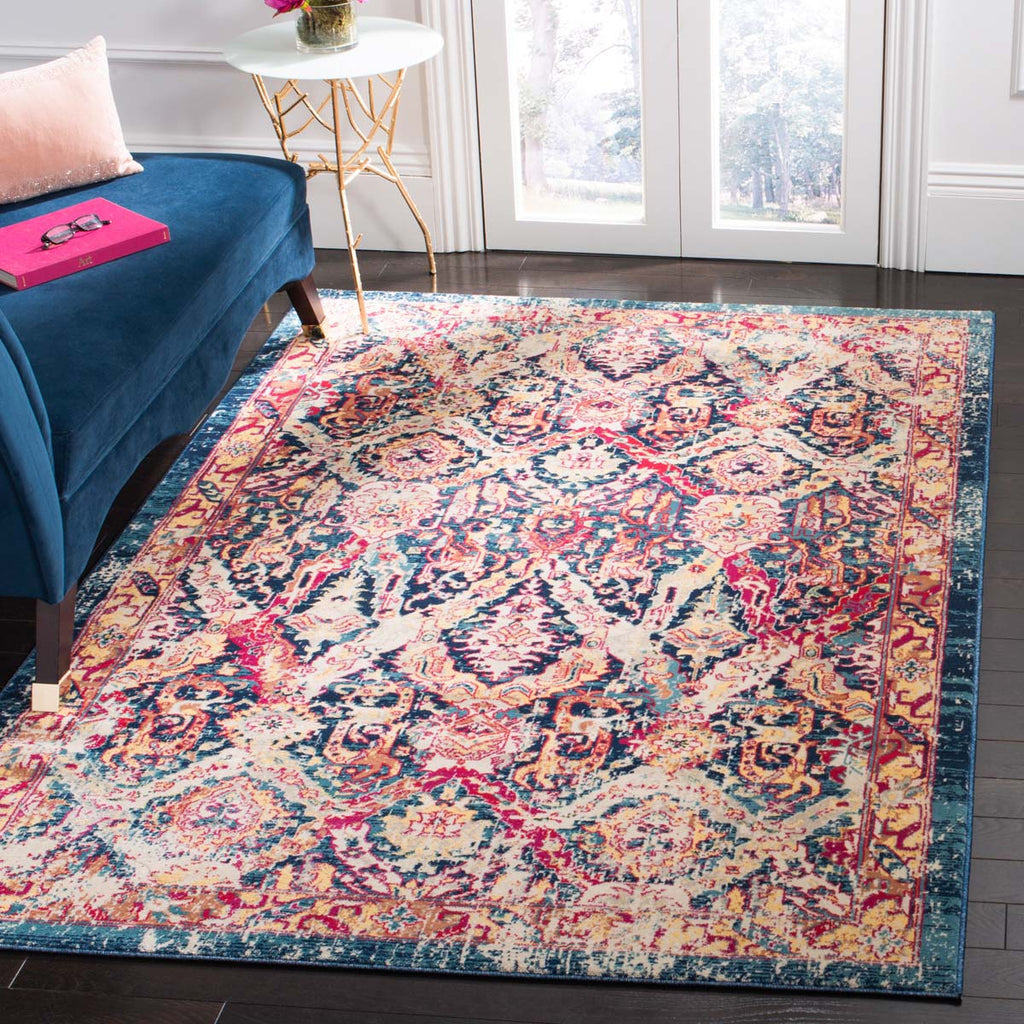 Safavieh Evoke Rug Collection EVK523T - Blue / Fuchsia