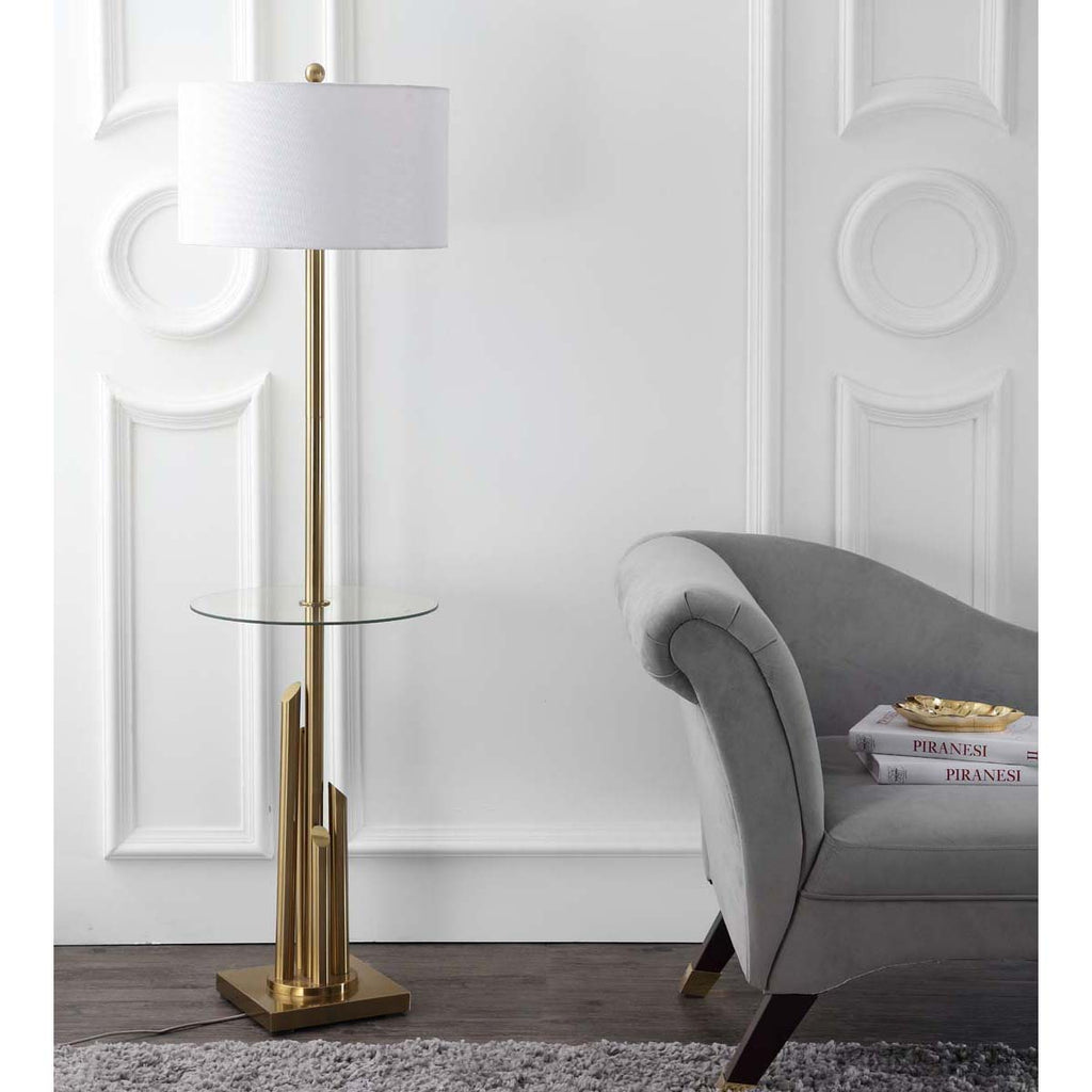 Safavieh Ambrosio 61 Inch H Floor Lamp Side Table-Brass/Gold