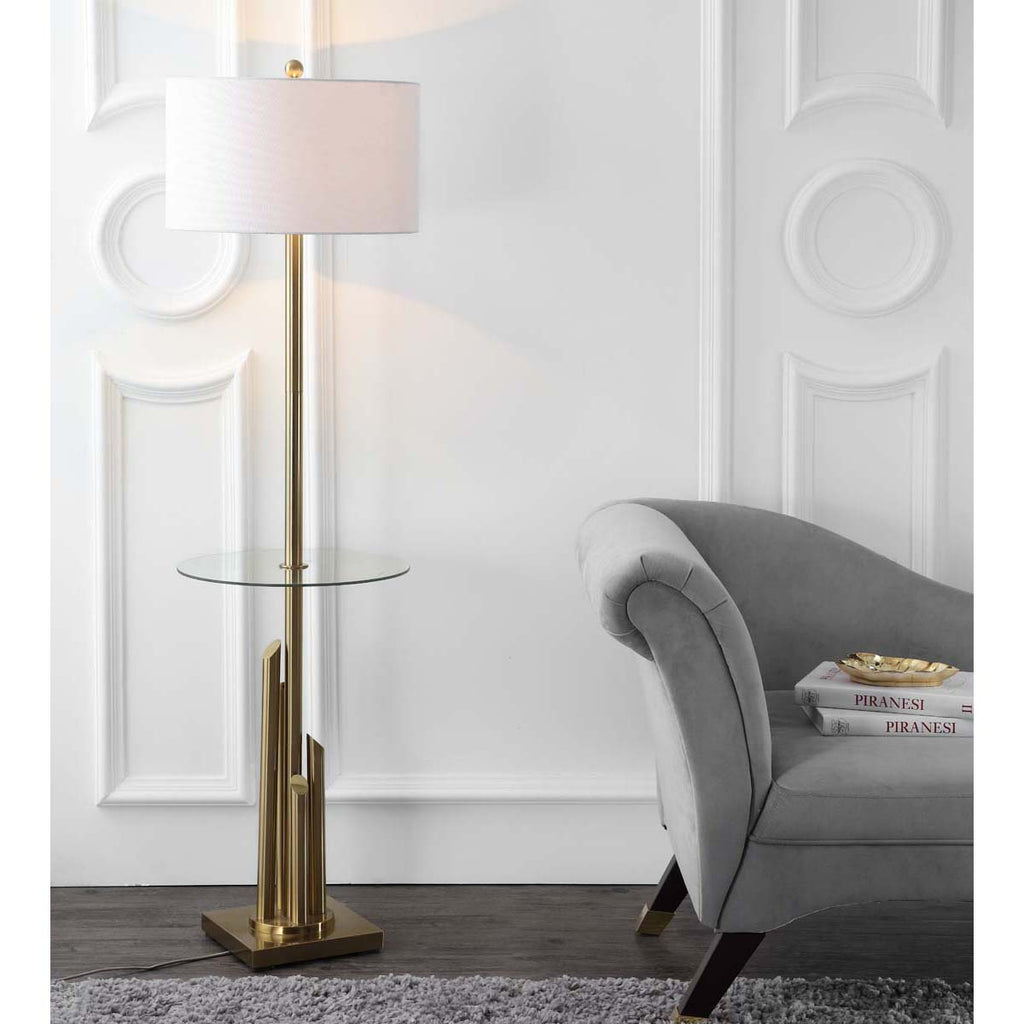 Safavieh Ambrosio 61 Inch H Floor Lamp Side Table-Brass/Gold