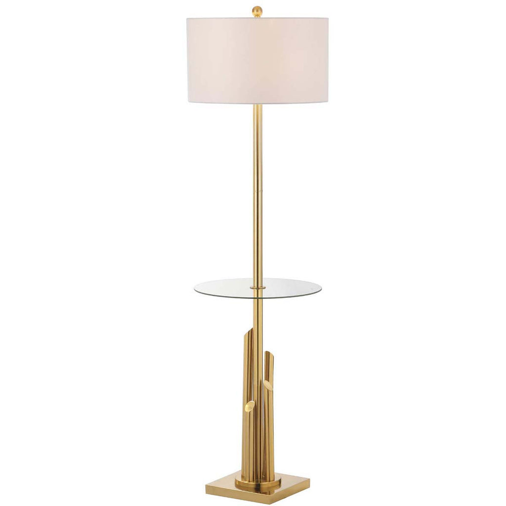 Safavieh Ambrosio 61 Inch H Floor Lamp Side Table-Brass/Gold