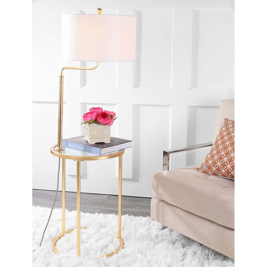 Safavieh Crispin Floor Lamp Side Table-Gold Leaf