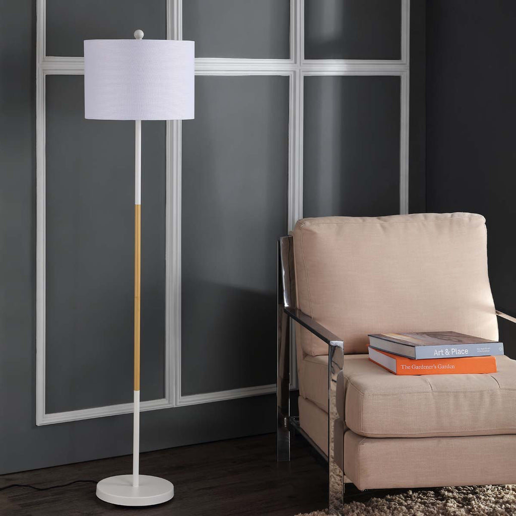 Safavieh Melrose Floor Lamp-White/Wood Finish